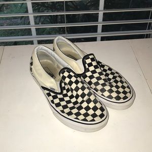 Checkered slip on vans